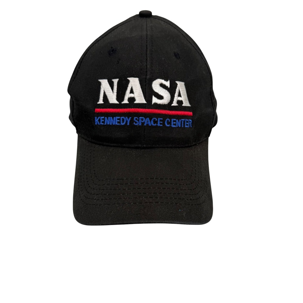 Vtg NASA Kennedy Space Center Mens Snapback Hat Black Embroidered Baseball Cap